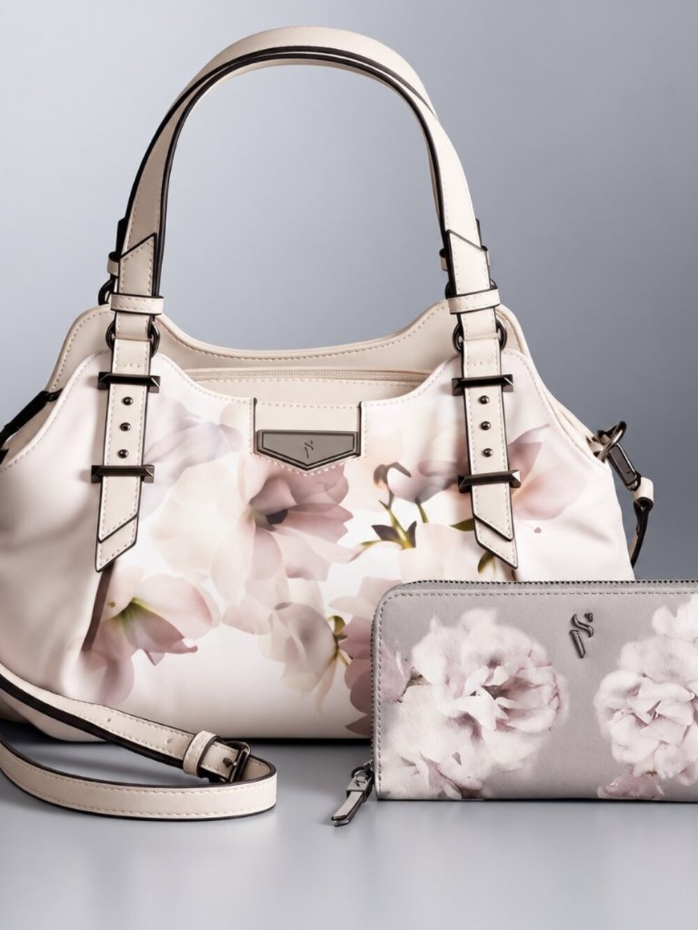 Simply Vera Vera Wang Pink Floral Satchel + Wallet Set